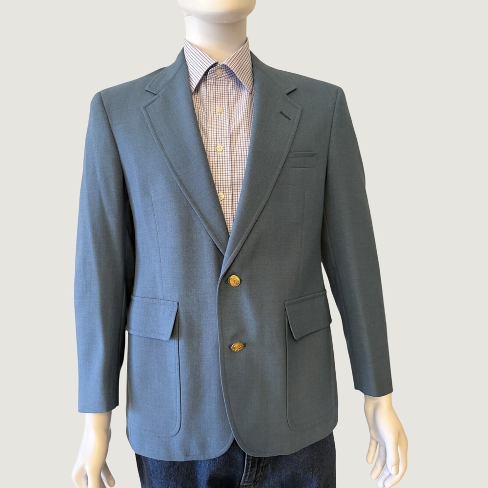 Palm Beach Men's Blue Blazer Two-Button Single Vent Notch Lapel Inner Pockets M